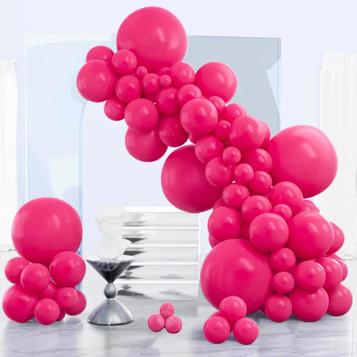 PartyWoo Pearl White Balloons 140pcs Metallic White Color Different Sizes