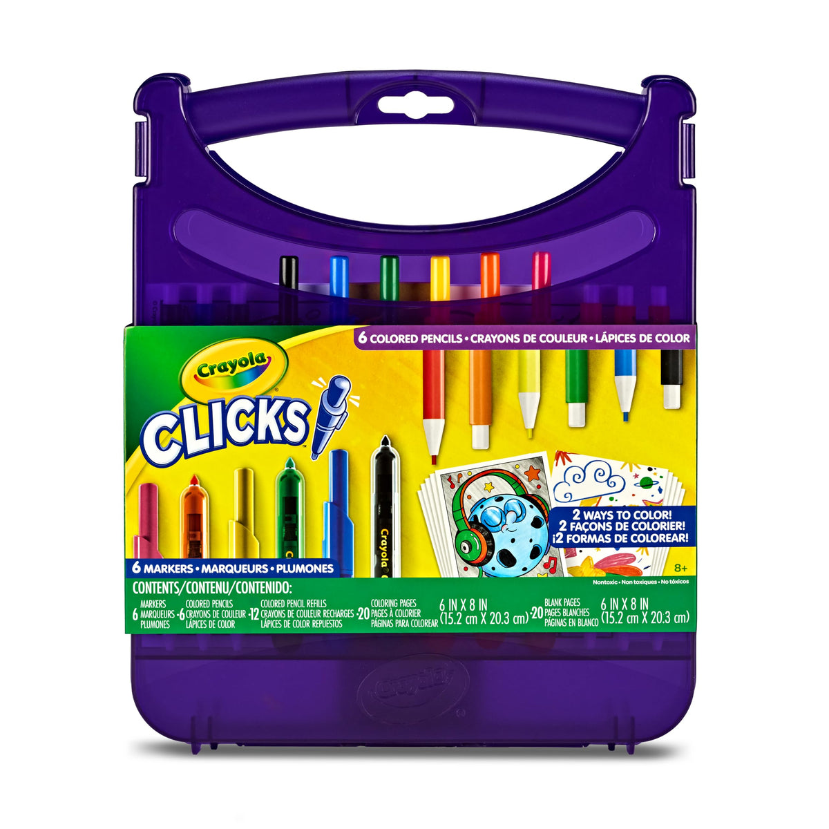 Crayola Clicks Retractable Tip Markers (10ct), Washable Cone Tip Art Marker Set, Cute Aesthetic School Supplies, Classroom Must Haves, Ages 8+