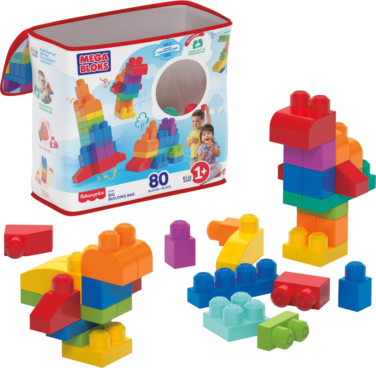 MEGA BLOKS First Builders Big Building Bag Toddler Blocks Toy Pink