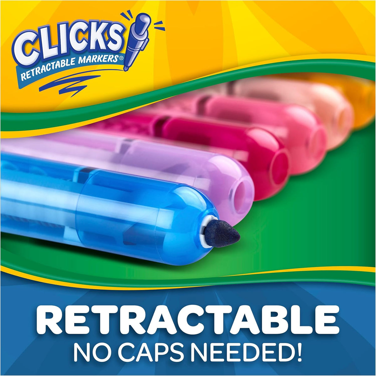 Crayola Clicks Retractable Tip Markers (10ct), Washable Cone Tip Art Marker Set, Cute Aesthetic School Supplies, Classroom Must Haves, Ages 8+