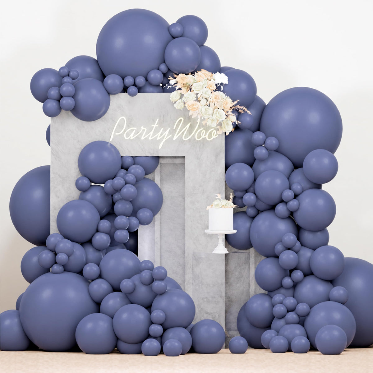 PartyWoo Pearl White Balloons 140pcs Metallic White Color Different Sizes