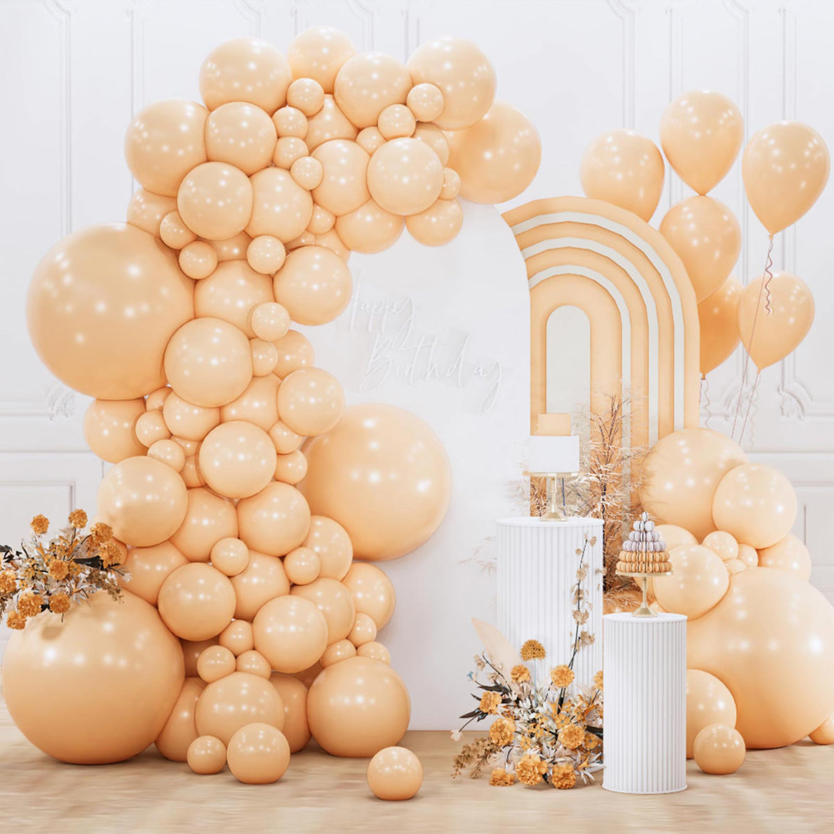 PartyWoo White Balloons 155pcs Matte White Latex Balloons Different Sizes