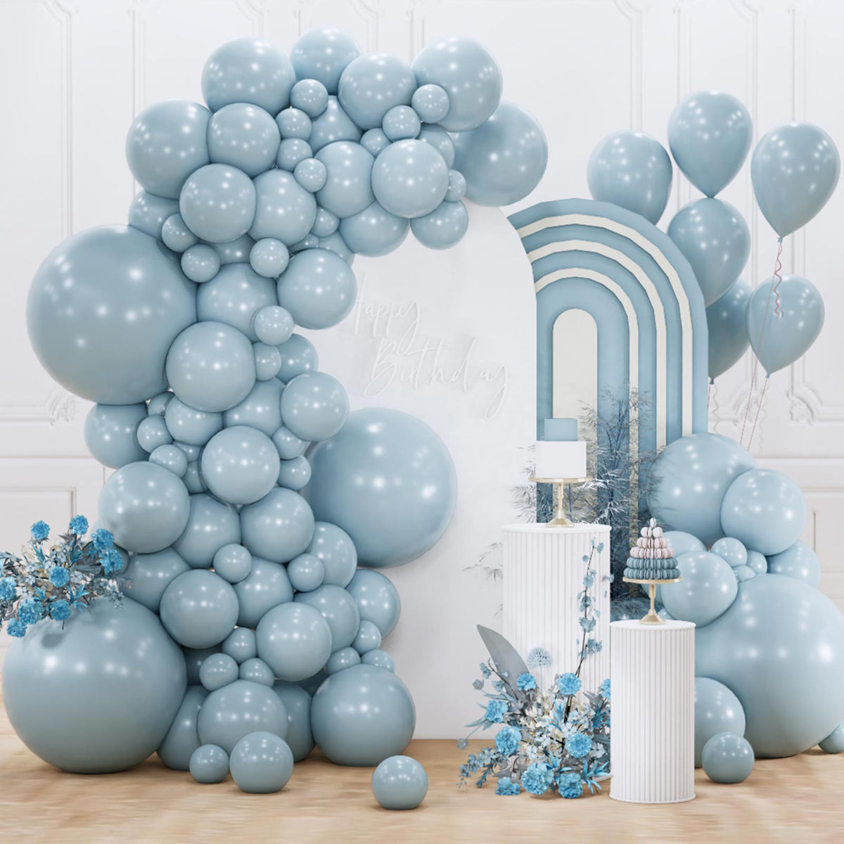 PartyWoo White Balloons 155pcs Matte White Latex Balloons Different Sizes