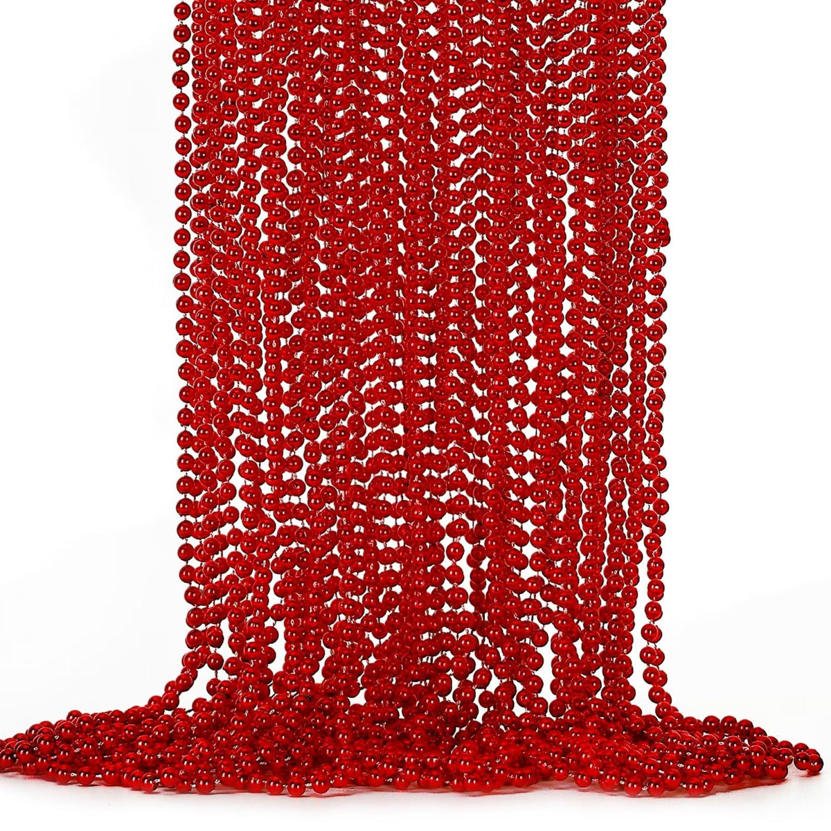 EOBOH 72PCS Bead Necklace, Silver Christmas Bead Necklace Party Favors Bulk, 33" Xmas Necklaces Stuff, Festival Events Parade Throw Accessories for Xmas Mardi Gras Wedding Birthday Celebrations Decor
