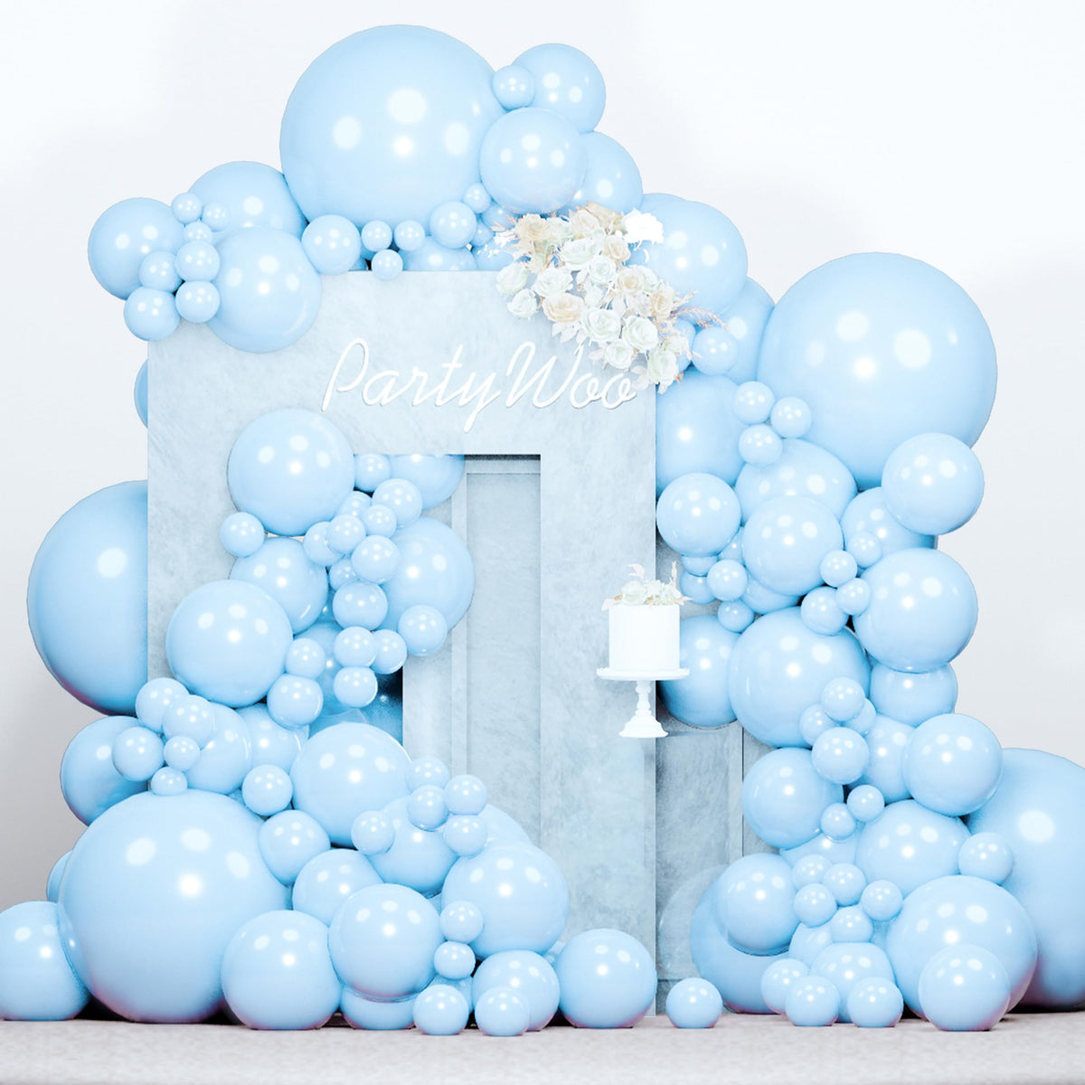 PartyWoo Pearl White Balloons 140pcs Metallic White Color Different Sizes