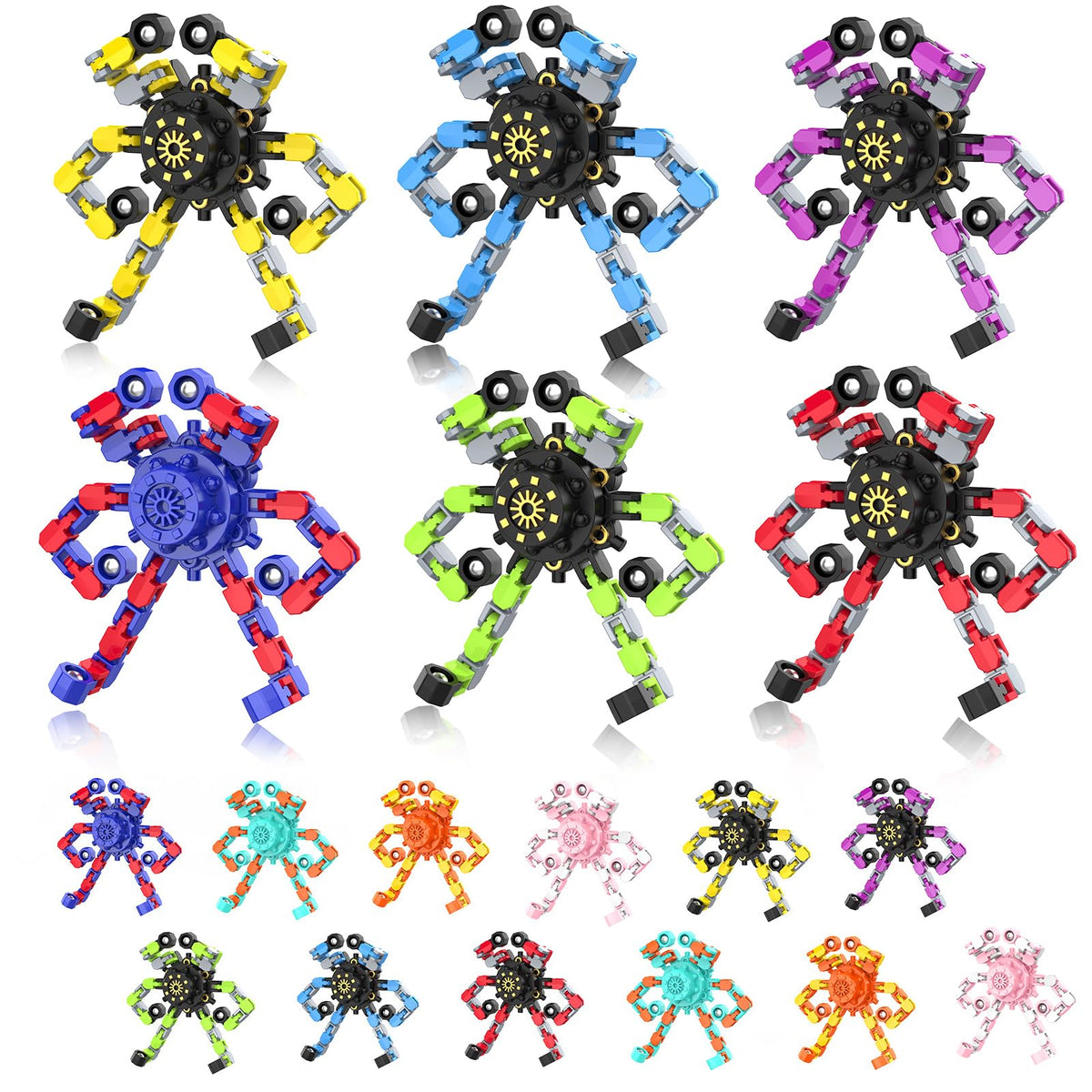 Transformable Fidget Spinners,9PCS Funny Sensory Fidget Toys for Kids