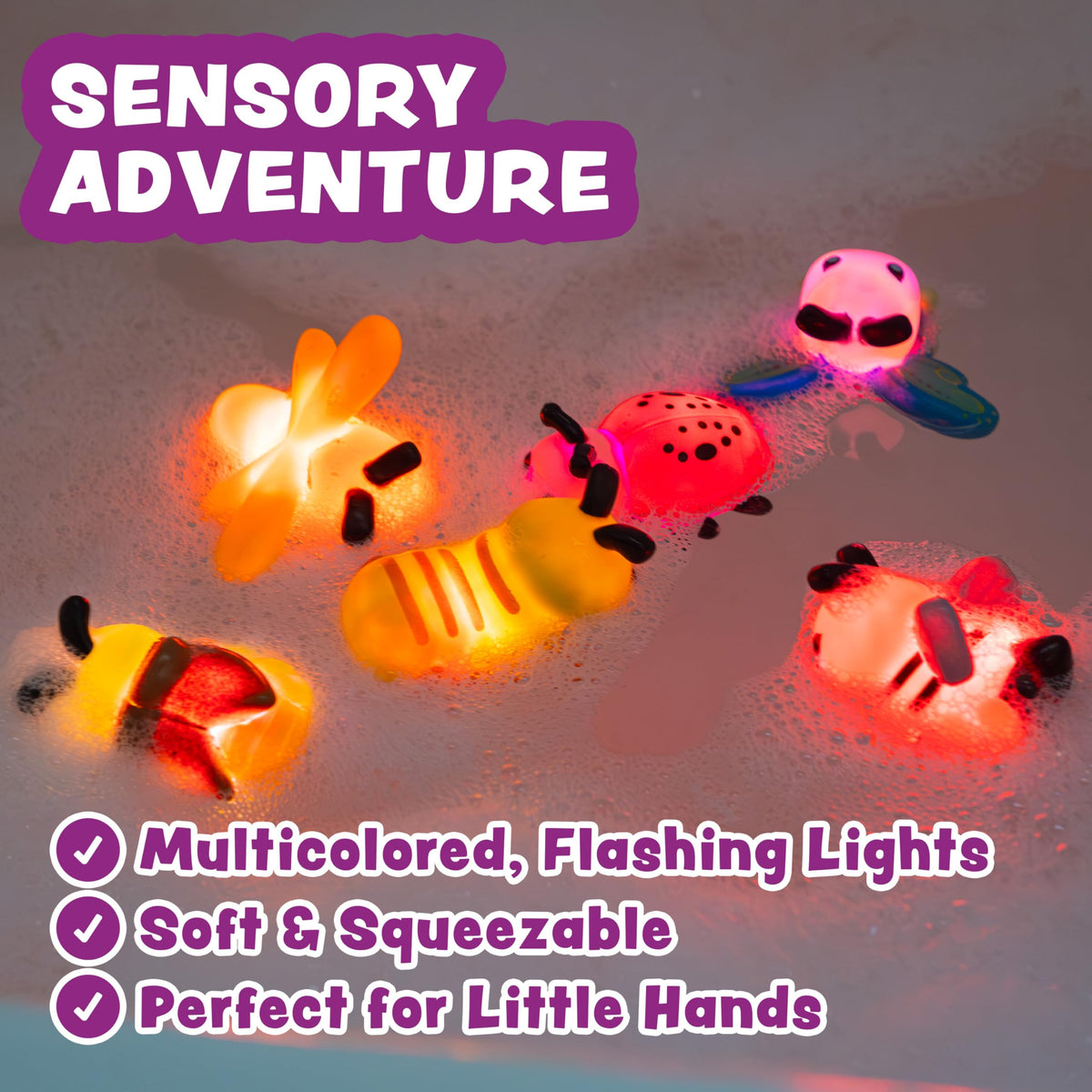 Tub Works® Ocean Rescue™ Vehicles Light Up Bath Toys, 6 Pack | Water-Activated Light Up Toys Flash & Change Color | Easy-Grip Baby & Toddler Bath Toys | Sensory Toys with Bath Lights for Kids Bath