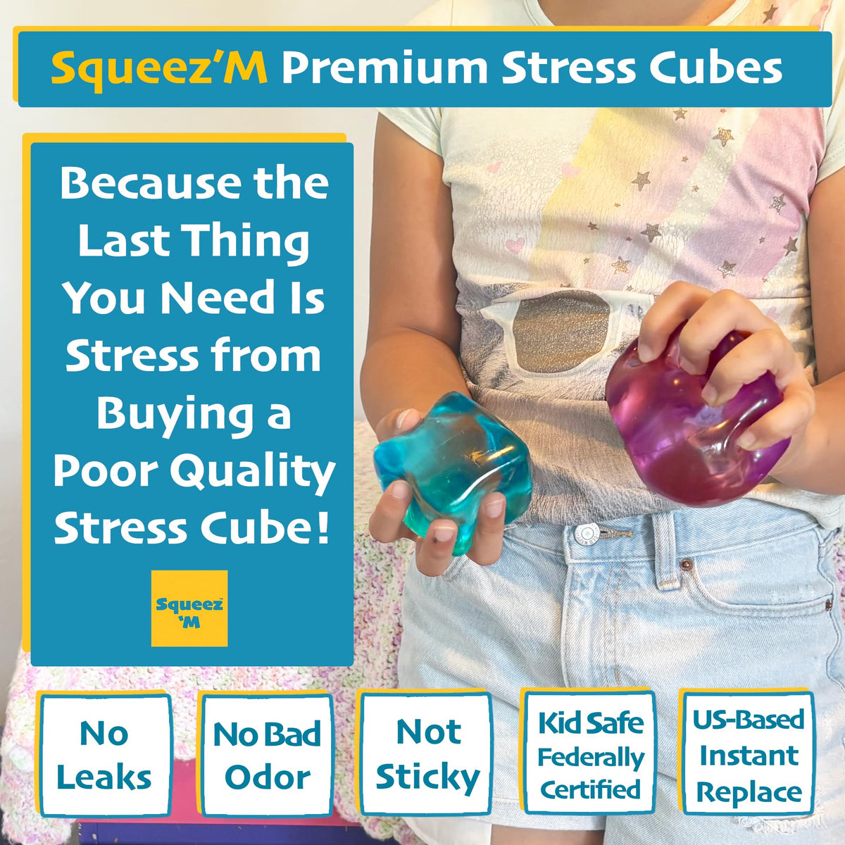 Original BigBlok Premium Stress Cube 2 Pack, Squishy Fidget Toy, Adults