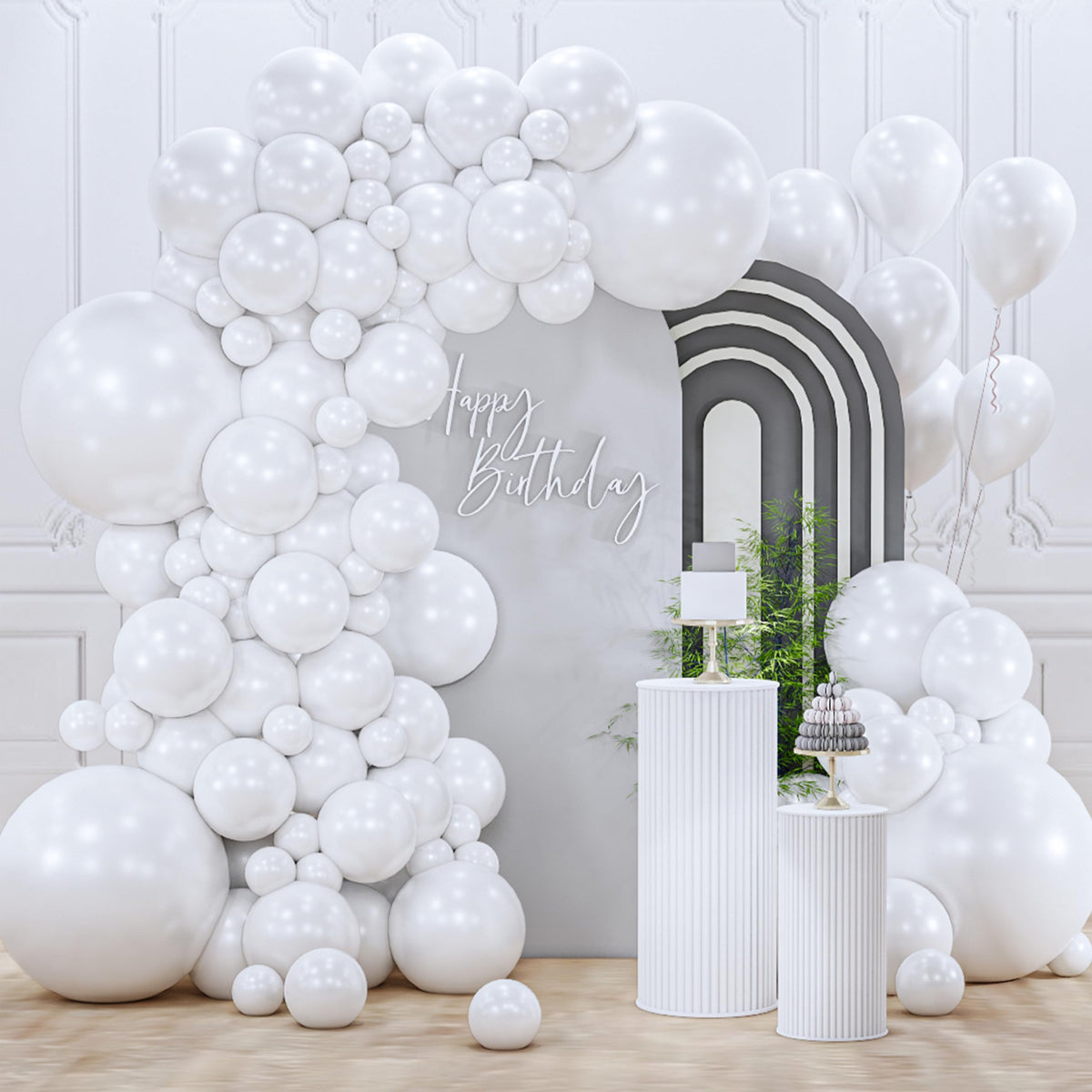 PartyWoo White Balloons 155pcs Matte White Latex Balloons Different Sizes