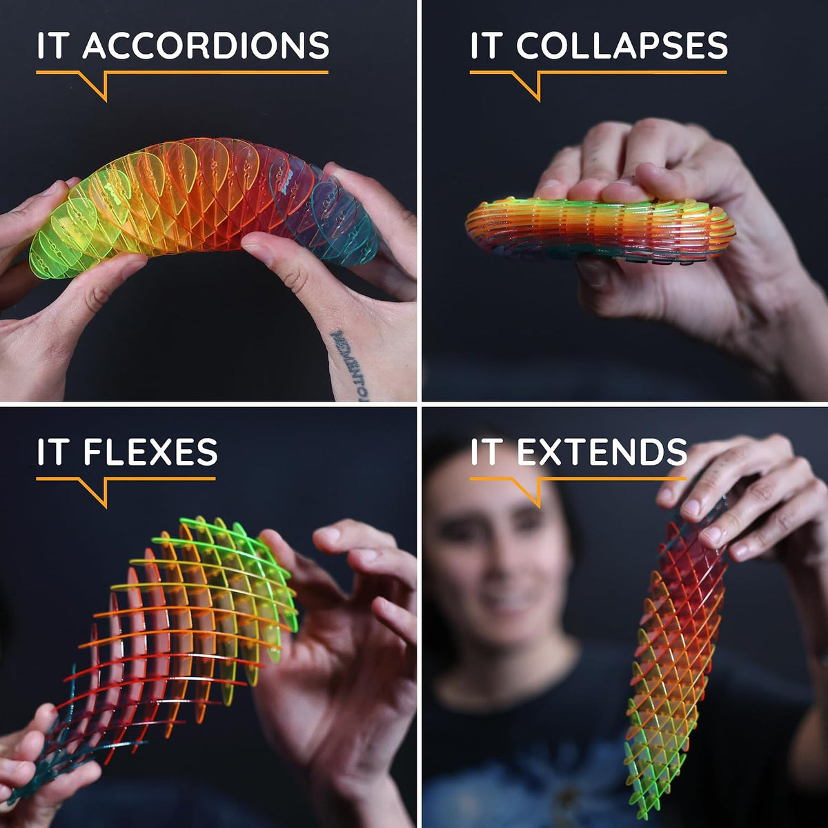 Morf Worm 3D Sensory Fidget Toys for Kids, Teens & Adults, Rainbow, Small