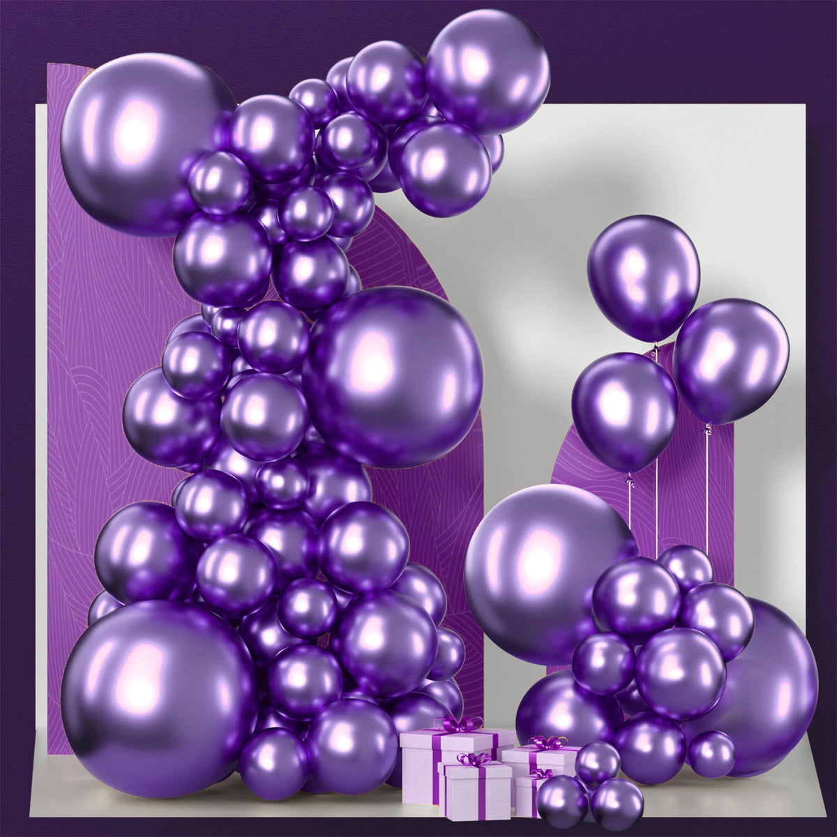 PartyWoo Pearl White Balloons 140pcs Metallic White Color Different Sizes