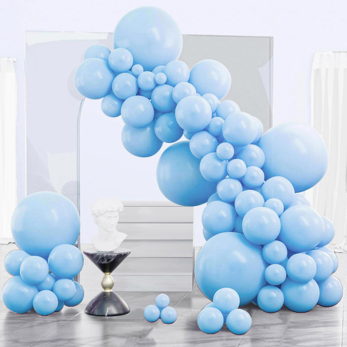 PartyWoo Pearl White Balloons 140pcs Metallic White Color Different Sizes
