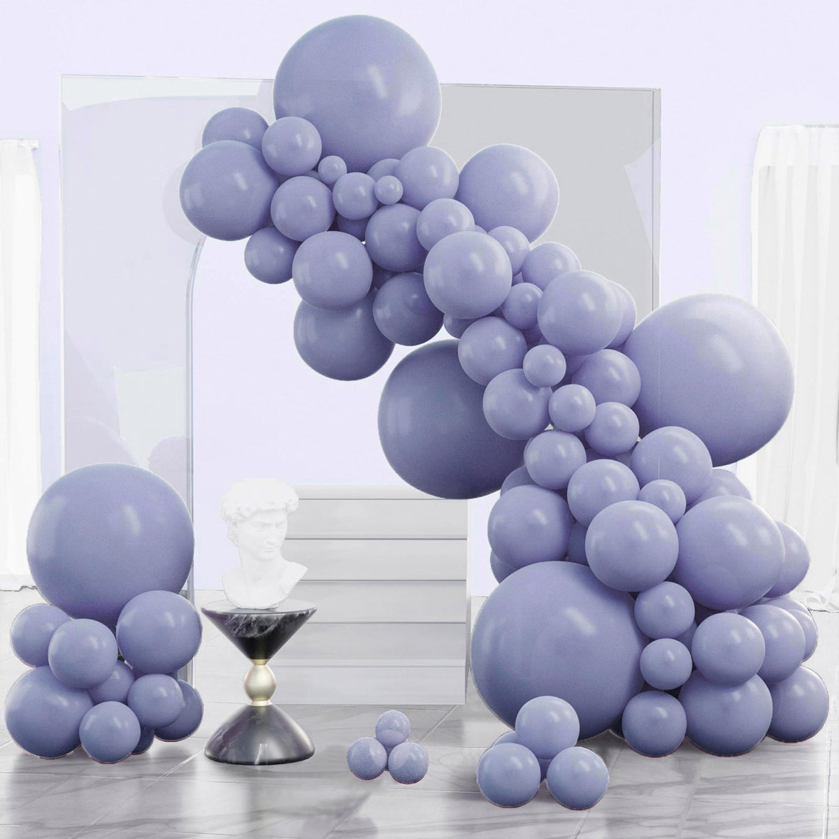 PartyWoo Pearl White Balloons 140pcs Metallic White Color Different Sizes