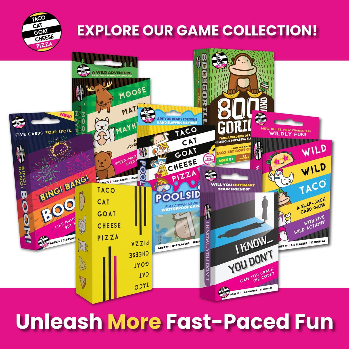 Taco Cat Goat Cheese Pizza Card Game by Taco Cat Games, Age 7+, 2-8 Players