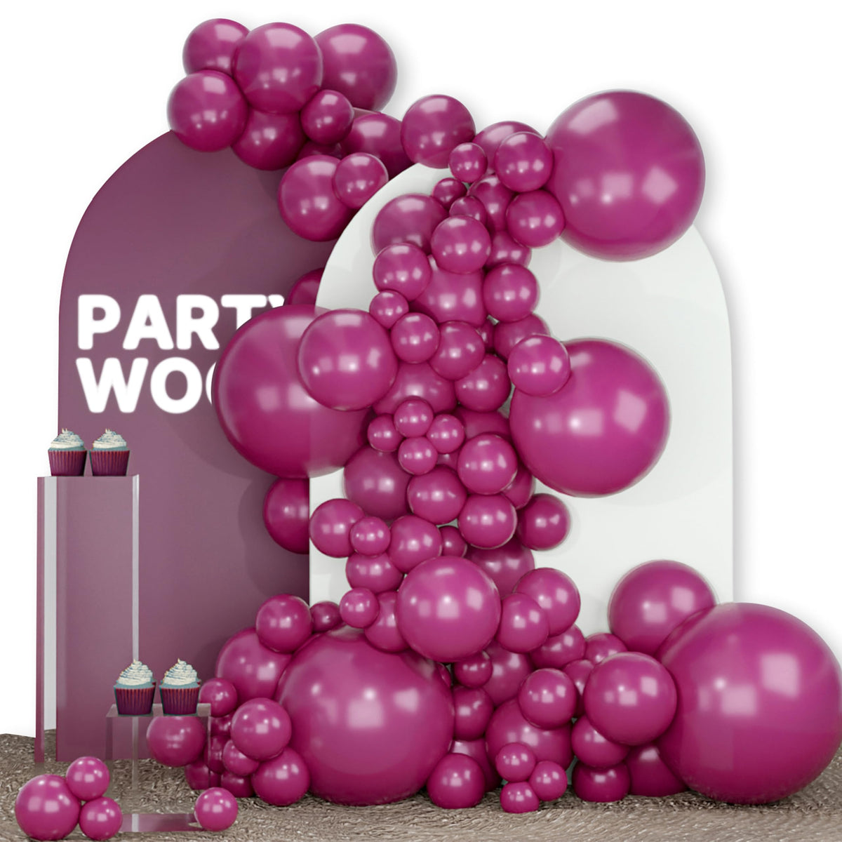 PartyWoo Pearl White Balloons 140pcs Metallic White Color Different Sizes
