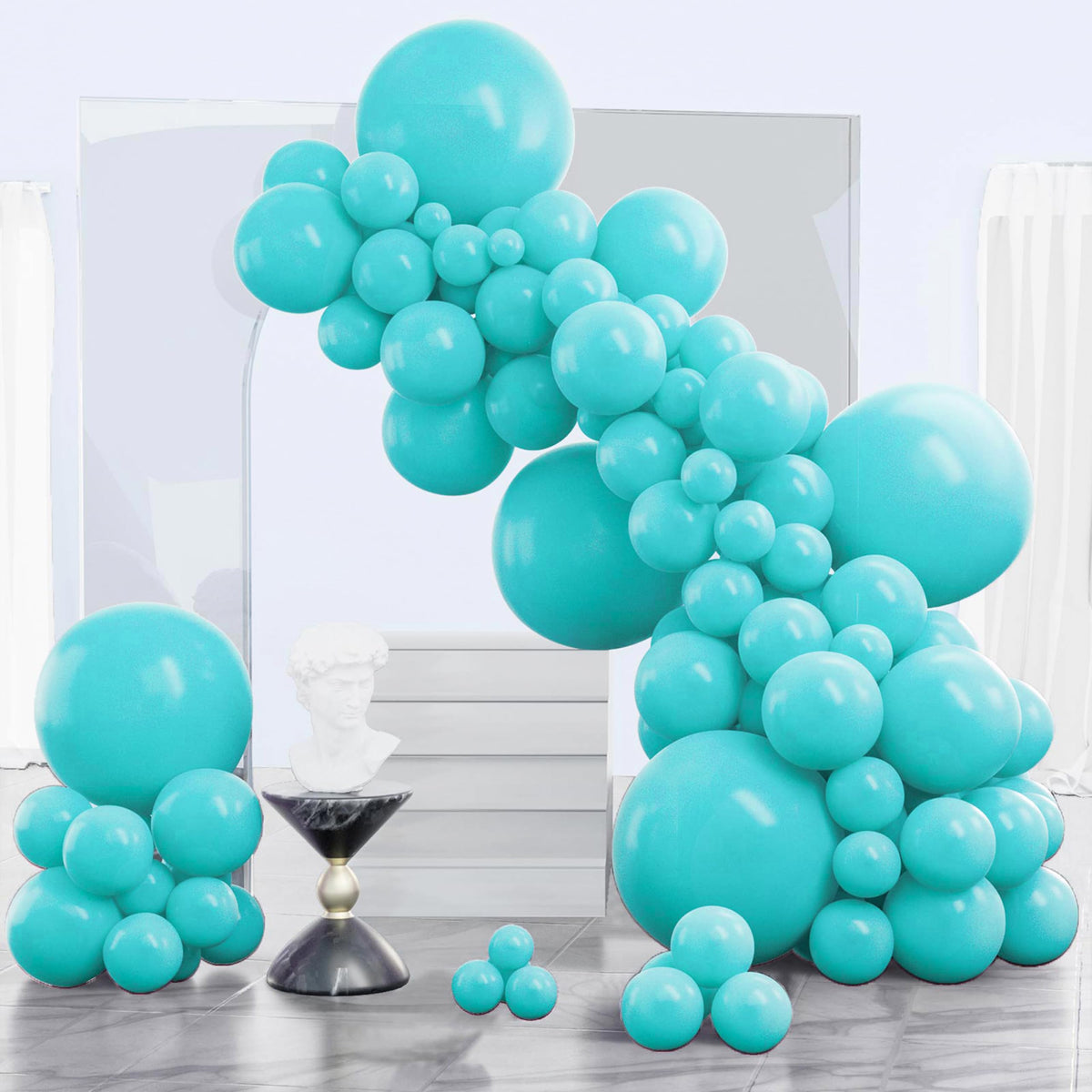 PartyWoo Pearl White Balloons 140pcs Metallic White Color Different Sizes