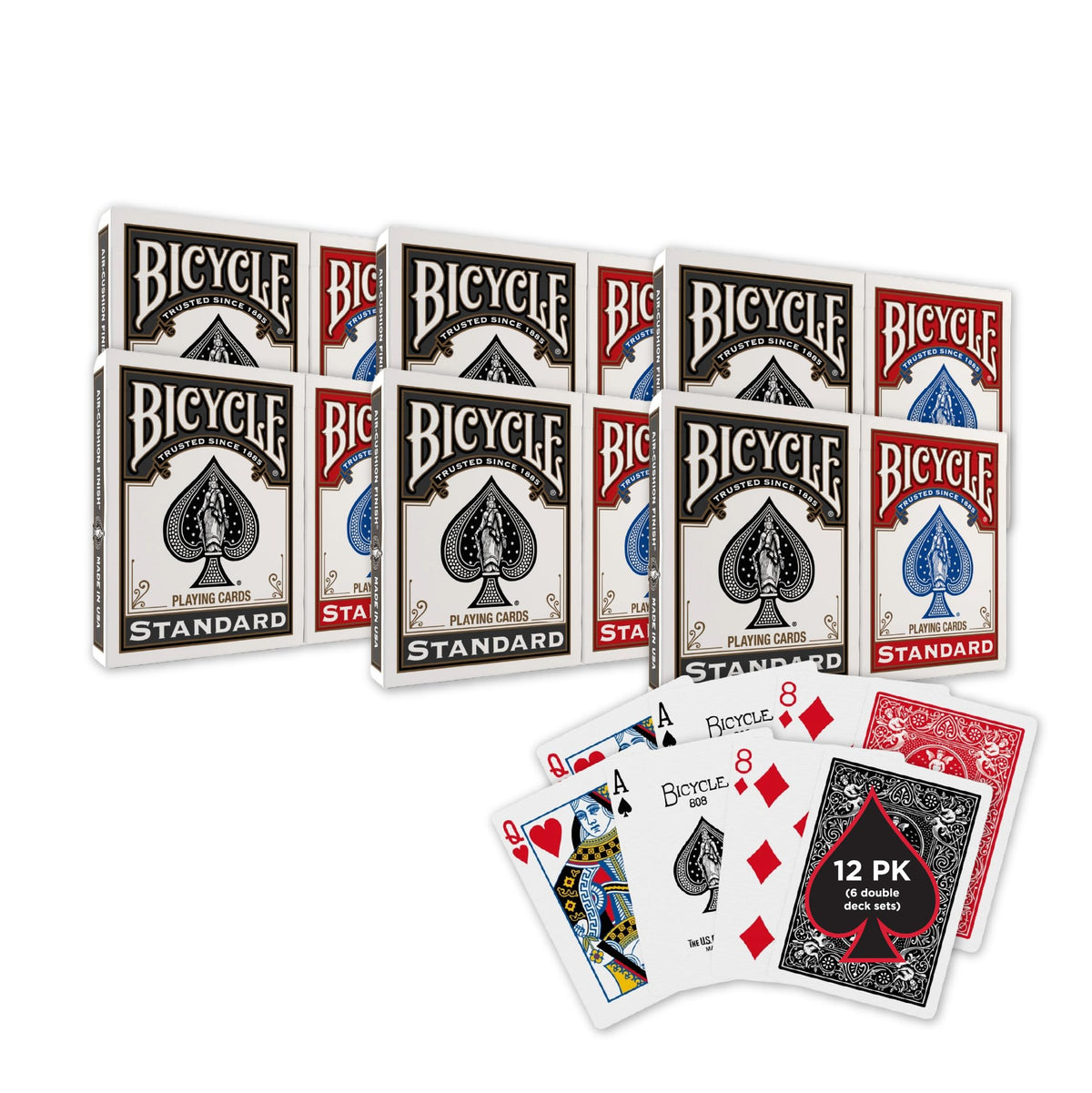 Bicycle Rider Back Playing Cards 12 Pack Poker Size Red Blue Bulk Set