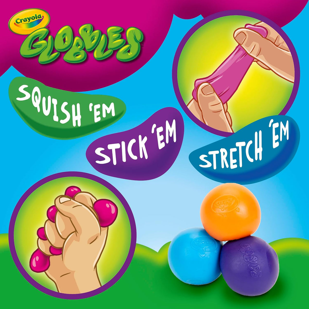 Crayola Globbles Fidget Toy, 6ct, Sticky Stress Ball, Kid Stocking Stuffers