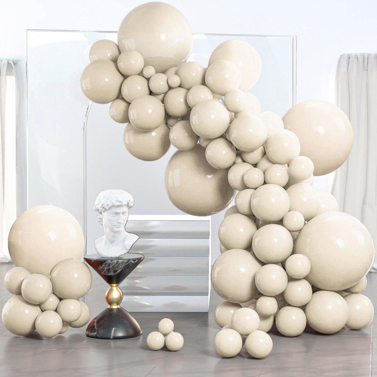 PartyWoo Pearl White Balloons 140pcs Metallic White Color Different Sizes