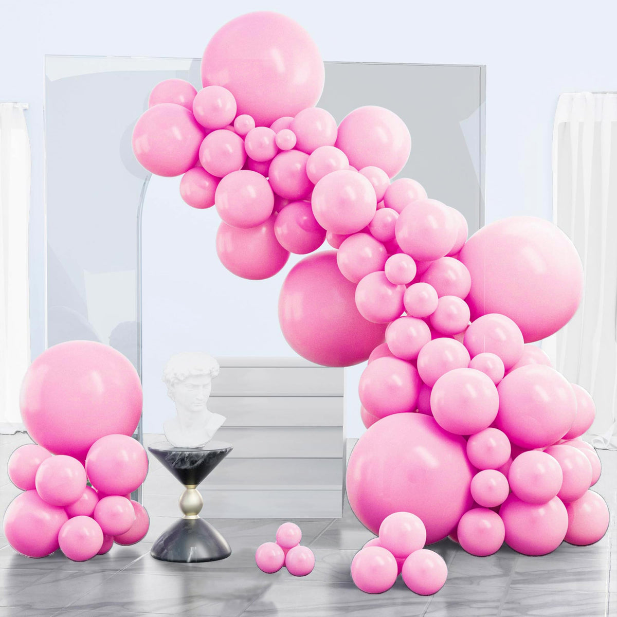 PartyWoo Pearl White Balloons 140pcs Metallic White Color Different Sizes