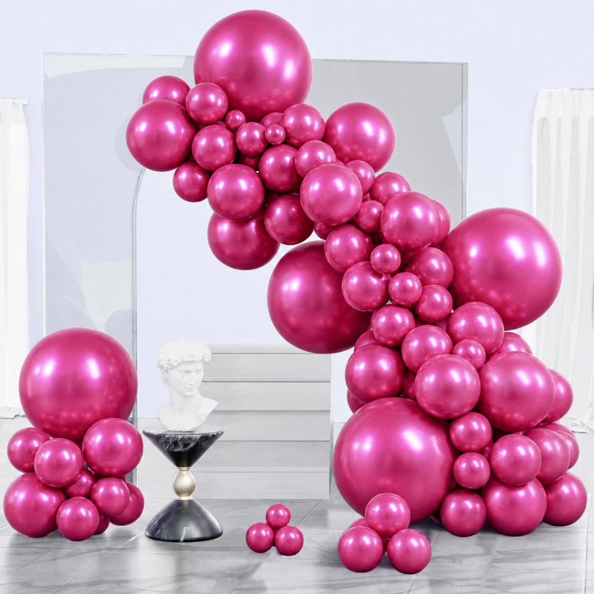 PartyWoo Pearl White Balloons 140pcs Metallic White Color Different Sizes