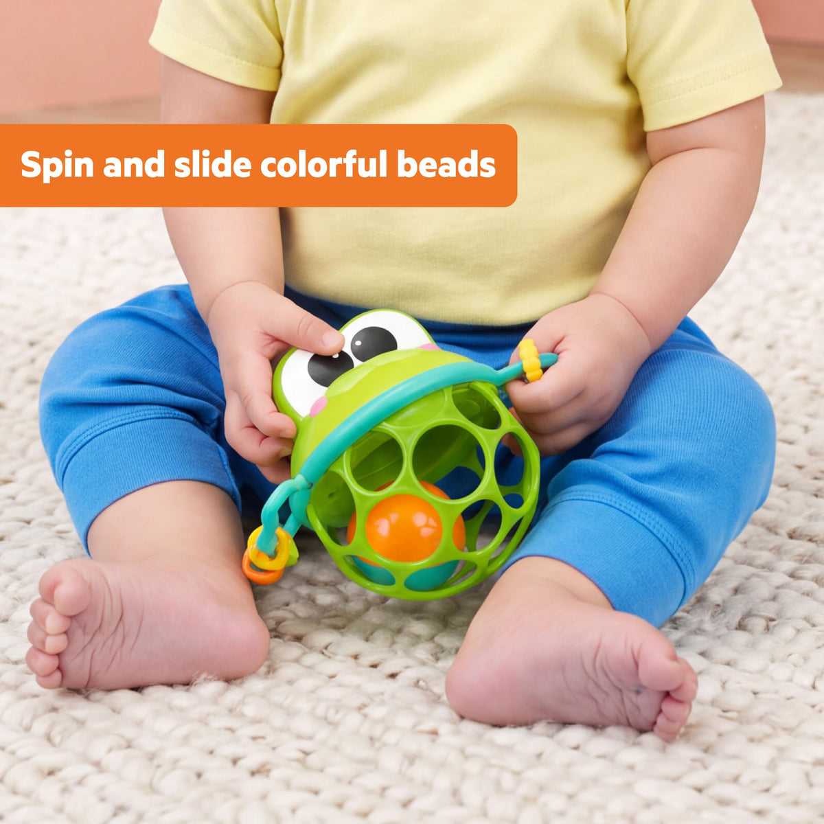 Bright Starts Oball Grippin' Goals Rattle Soccer Ball - Black & White, Easy-Grasp Toy for Newborn and Up