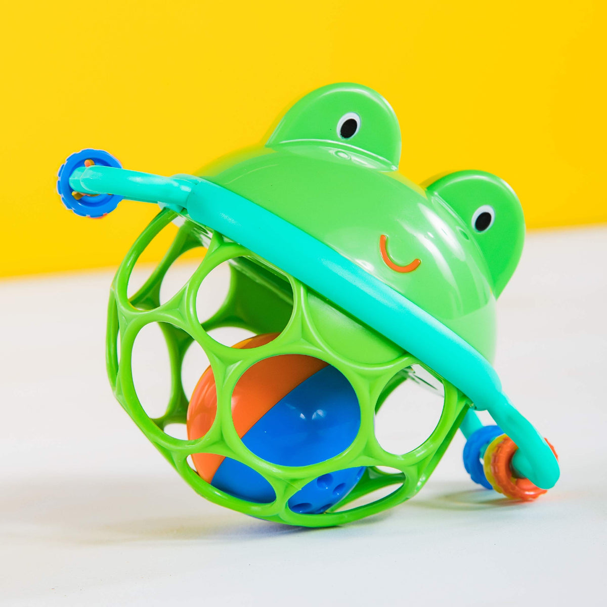 Bright Starts Oball Grippin' Goals Rattle Soccer Ball - Black & White, Easy-Grasp Toy for Newborn and Up