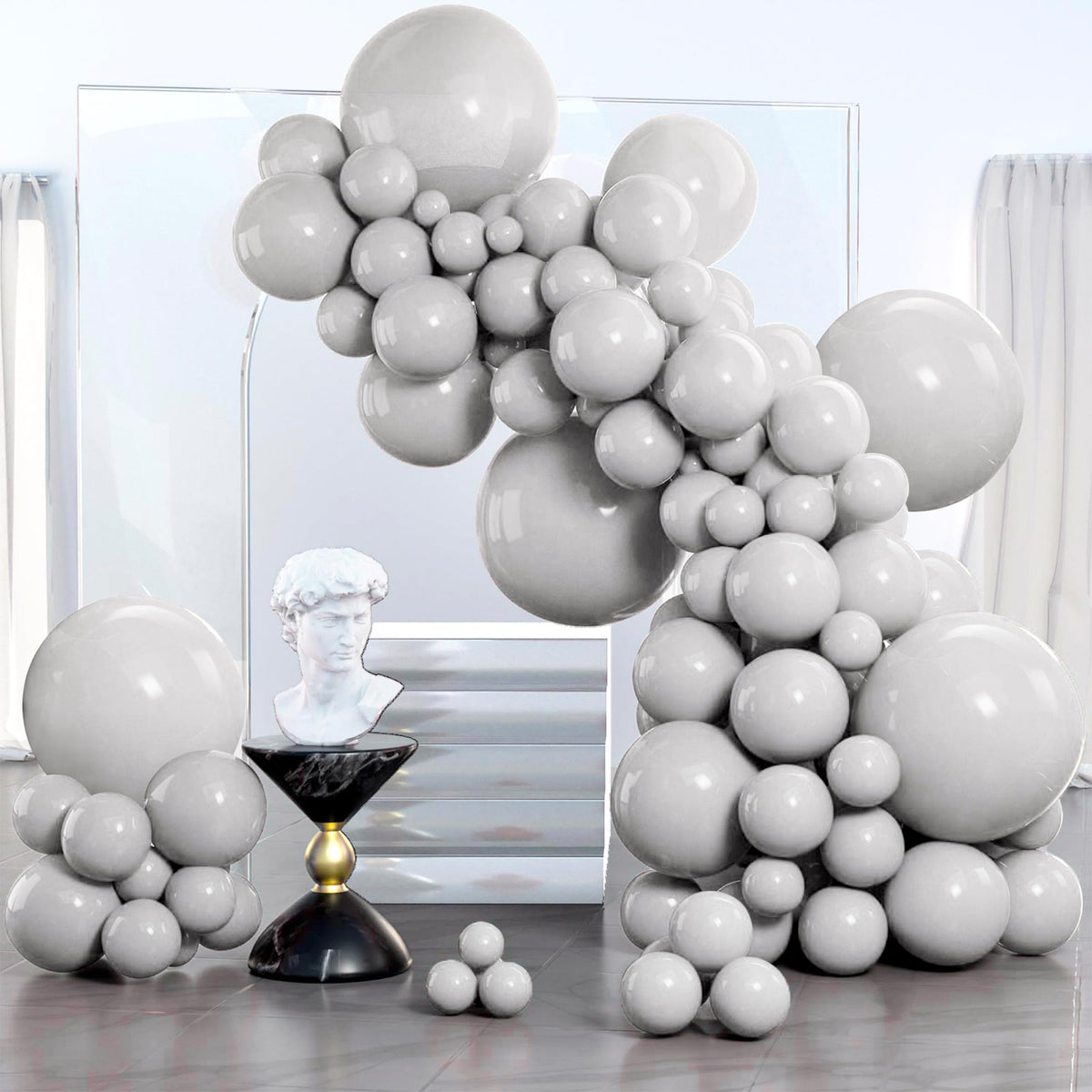 PartyWoo Pearl White Balloons 140pcs Metallic White Color Different Sizes