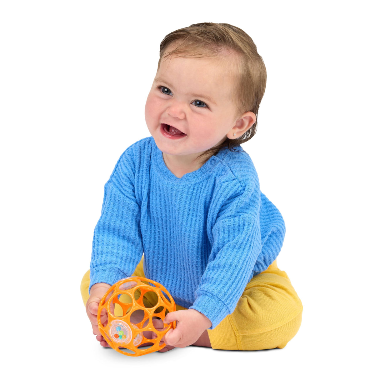 Bright Starts Oball Grippin' Goals Rattle Soccer Ball - Black & White, Easy-Grasp Toy for Newborn and Up
