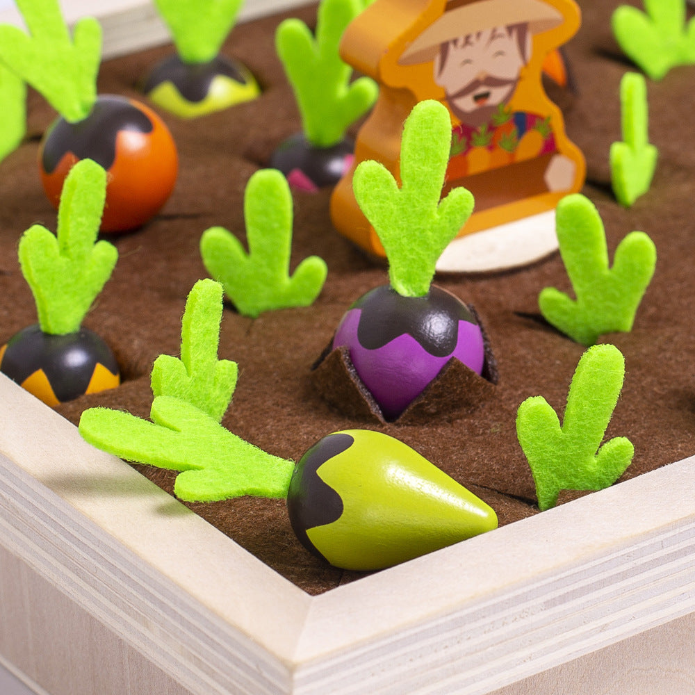 Fun Vegetable Memory Chess Game Farm Pull Radish Board Game Children's Wooden Toys Enlightenment Early Education Educational Toys