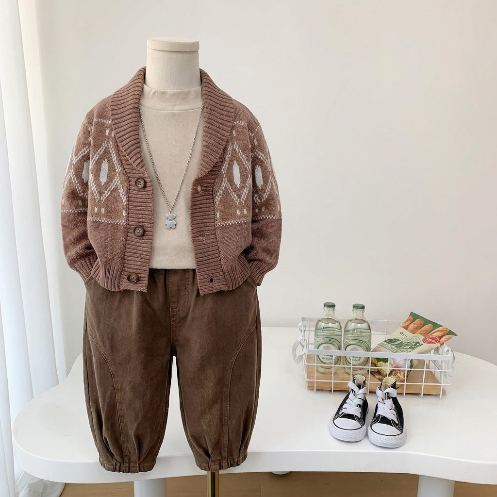Casual sweater cardigan long sleeved three piece set