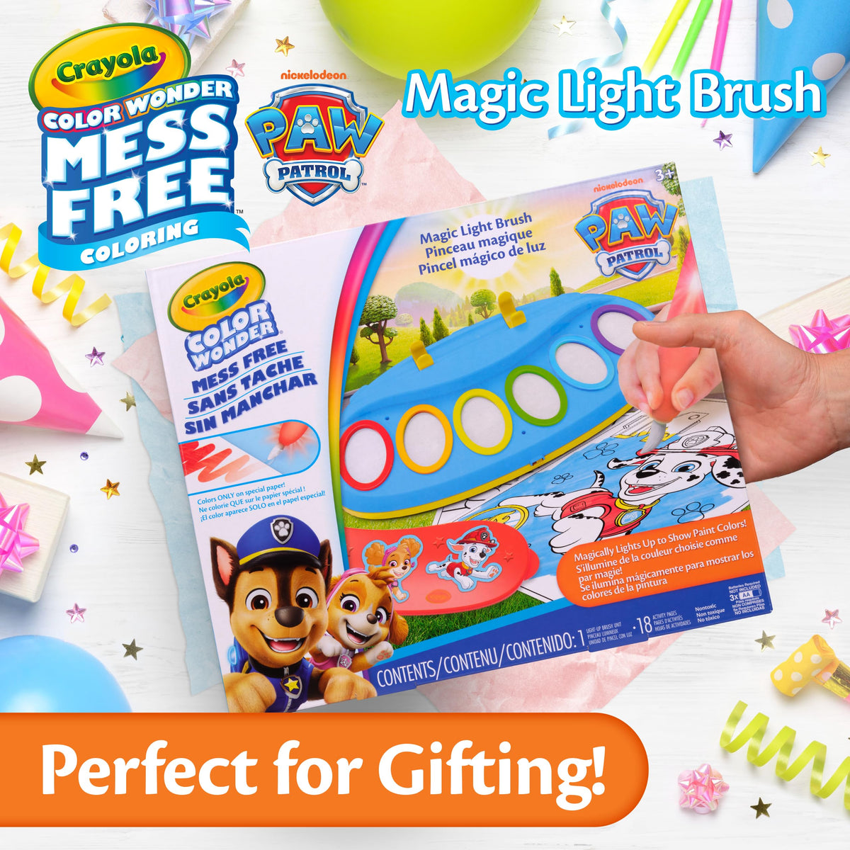 Crayola Ms Rachel Color Wonder Magic Light Brush, Mess Free Coloring Toy 3+