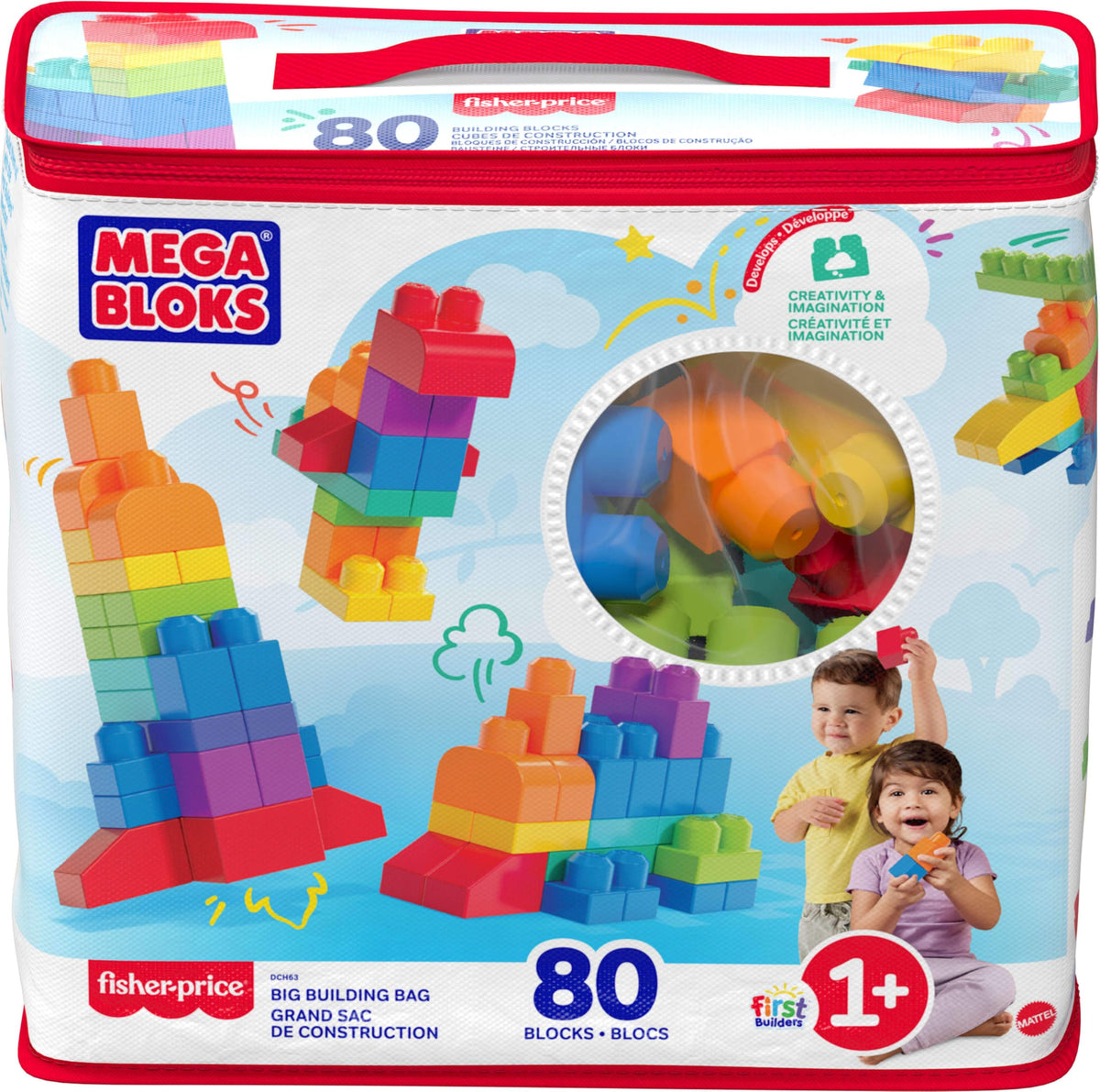 MEGA BLOKS First Builders Big Building Bag Toddler Blocks Toy Pink