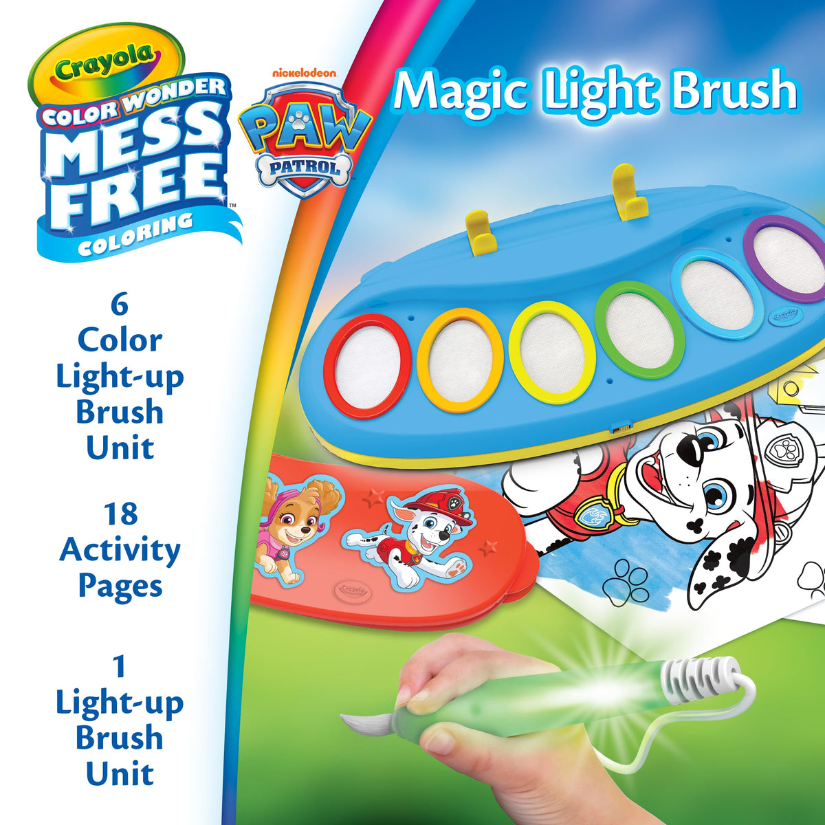 Crayola Ms Rachel Color Wonder Magic Light Brush, Mess Free Coloring Toy 3+