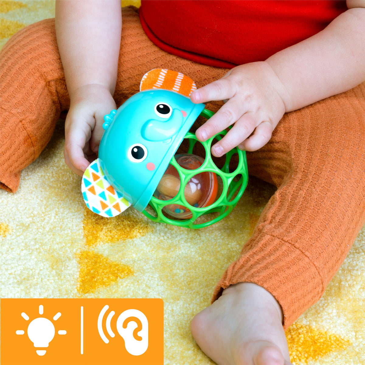 Bright Starts Oball Grippin' Goals Rattle Soccer Ball - Black & White, Easy-Grasp Toy for Newborn and Up