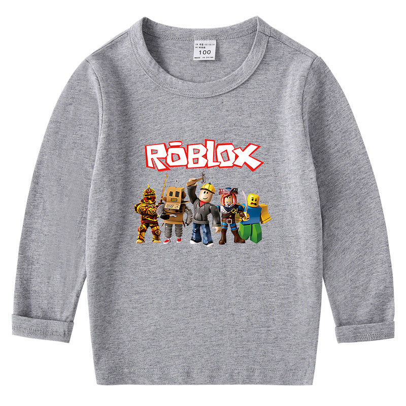 Children's cotton T-shirt with round neck and long sleeved base