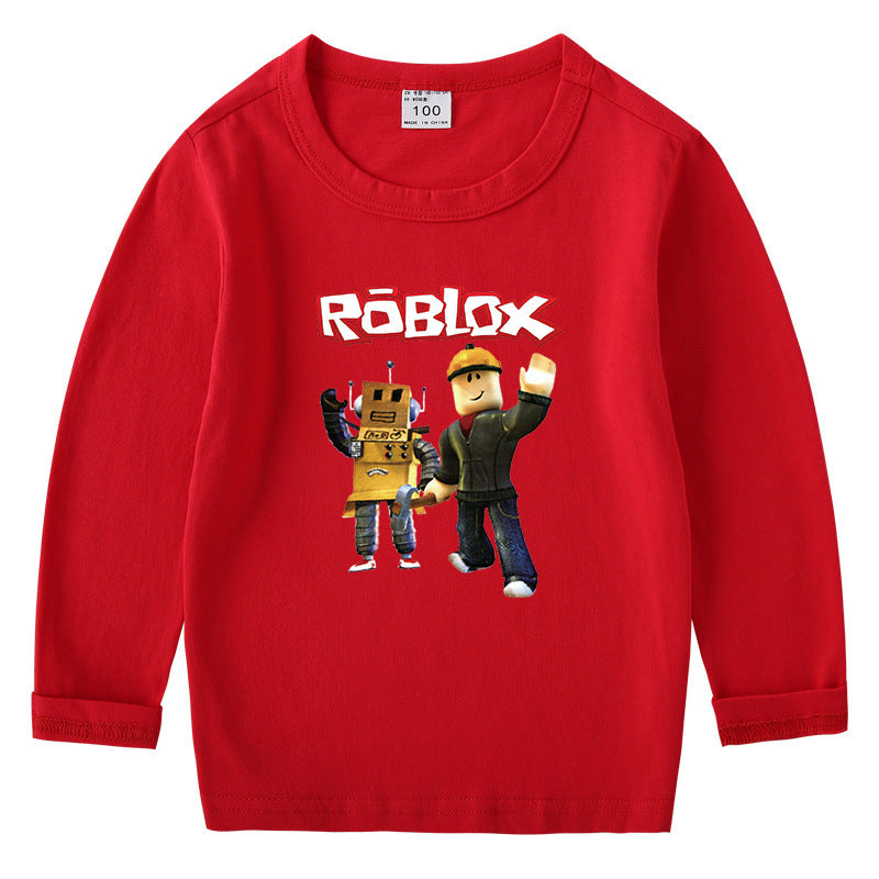 Children's cotton T-shirt with round neck and long sleeved base