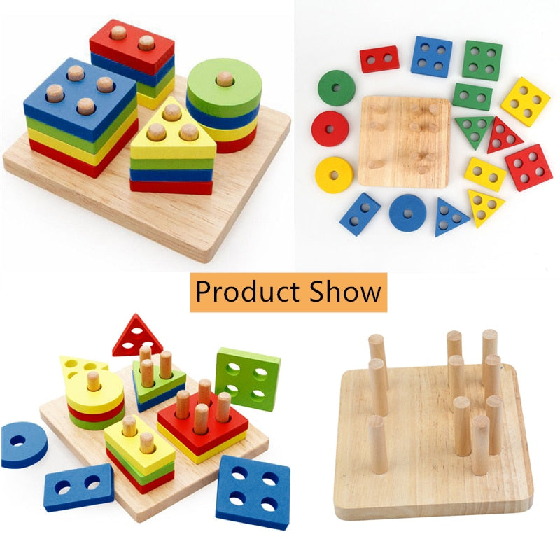 Colorful Geometric Shapes Matching Toys For Children Early Learning Exercise Hands-on Ability Montessori Educational Wooden Toys