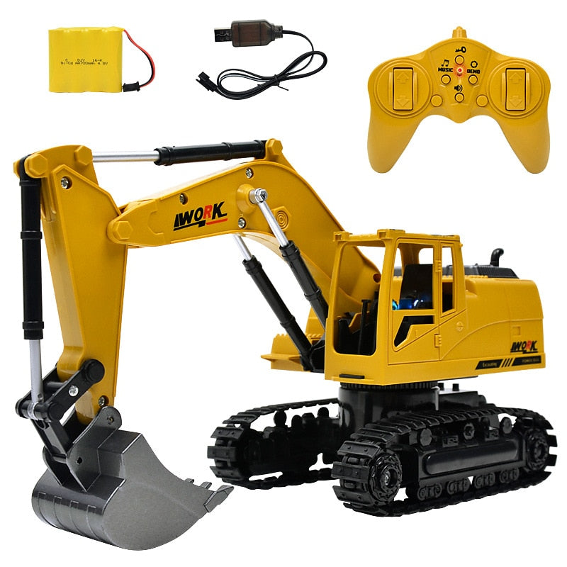 Simulation RC excavator toys with Music and light Children's Boys RC truck toys gifts RC Engineering car tractor brinquedos