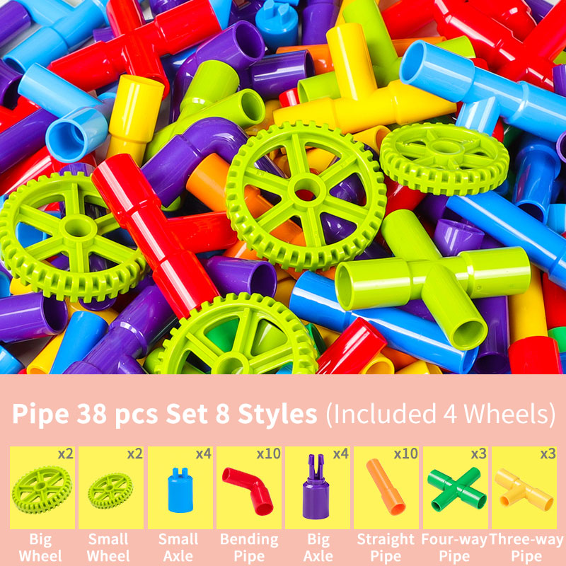 DIY Water Pipe Building Blocks Toys Enlightening Pipeline Tunnel Construction Educational STEM Designer Toys For Children Brick