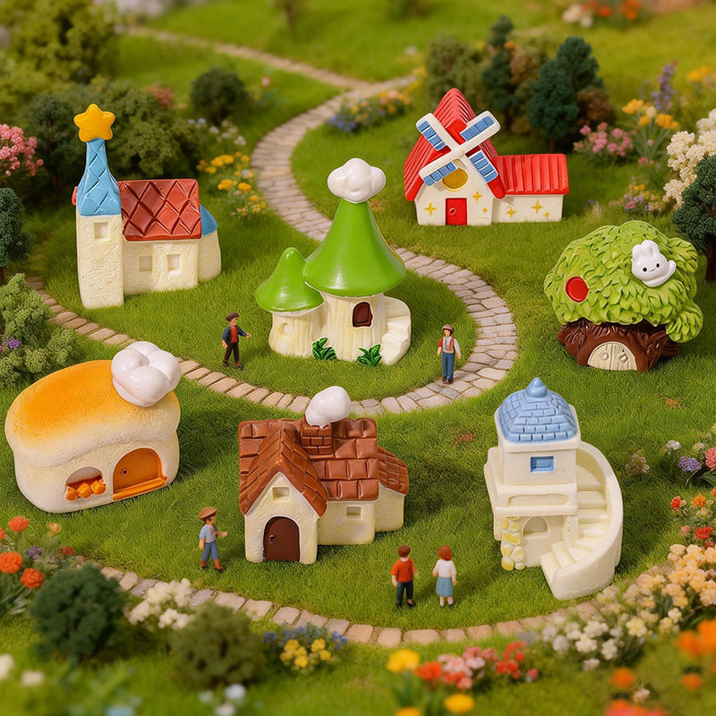 Miniature Landscape Creative Simulation Cartoon Castle House Garden Decoration DIY Ornament Moss Elegant Small Decorative Item