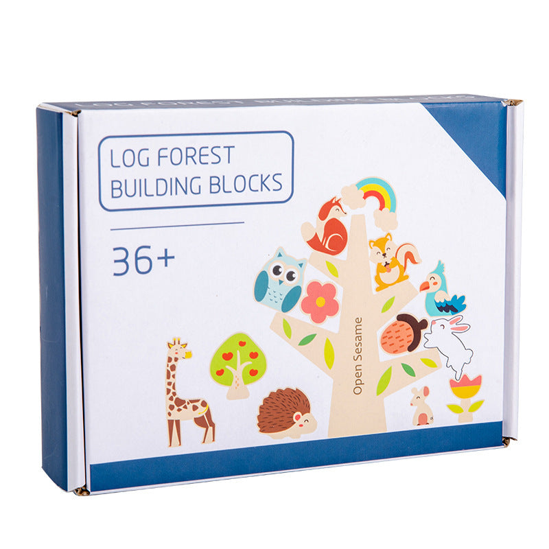 Children's puzzle forest skewers, balanced building blocks, shape matching, parent-child interactive wooden toys