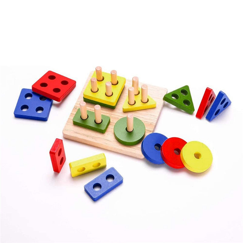 Colorful Geometric Shapes Matching Toys For Children Early Learning Exercise Hands-on Ability Montessori Educational Wooden Toys