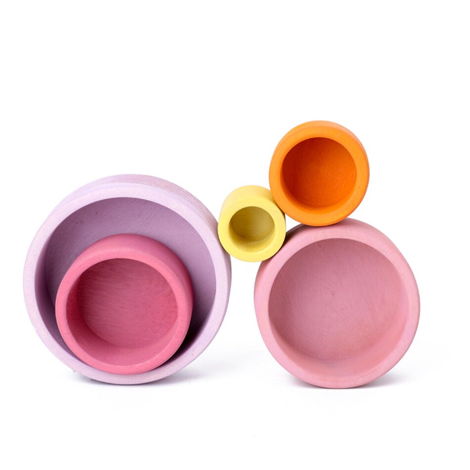 Rainbow Building Blocks Stacking Game Creative Rainbow Set Bowl Children's Color Cognitive Toys for Kids Educational Christmas
