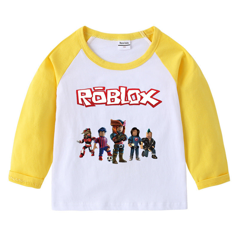 Children's cotton cartoon shoulder T-shirt round neck