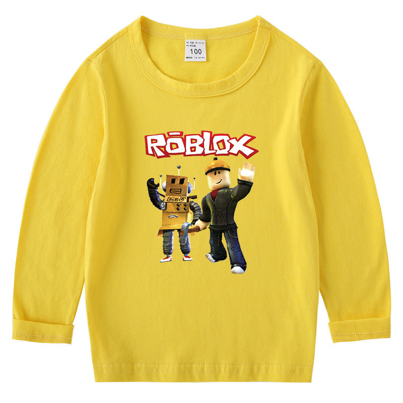 Children's cotton T-shirt with round neck and long sleeved base