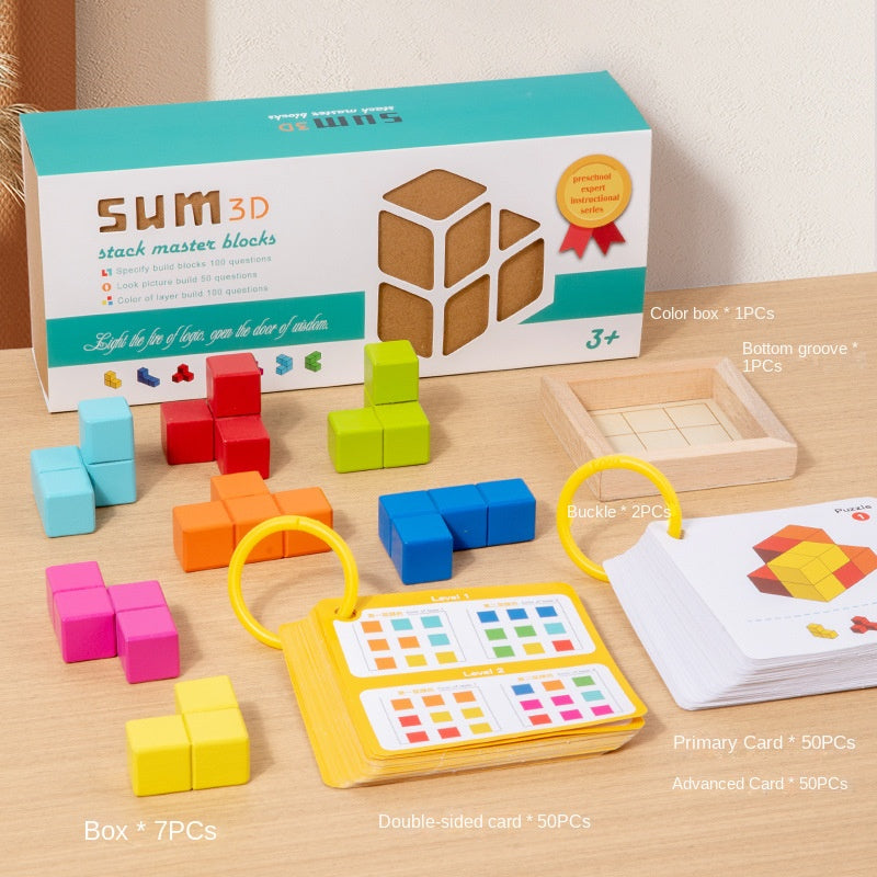 Wooden cube building blocks, spatial sense, concentration, thinking training, puzzle toys, enlightenment children's toys