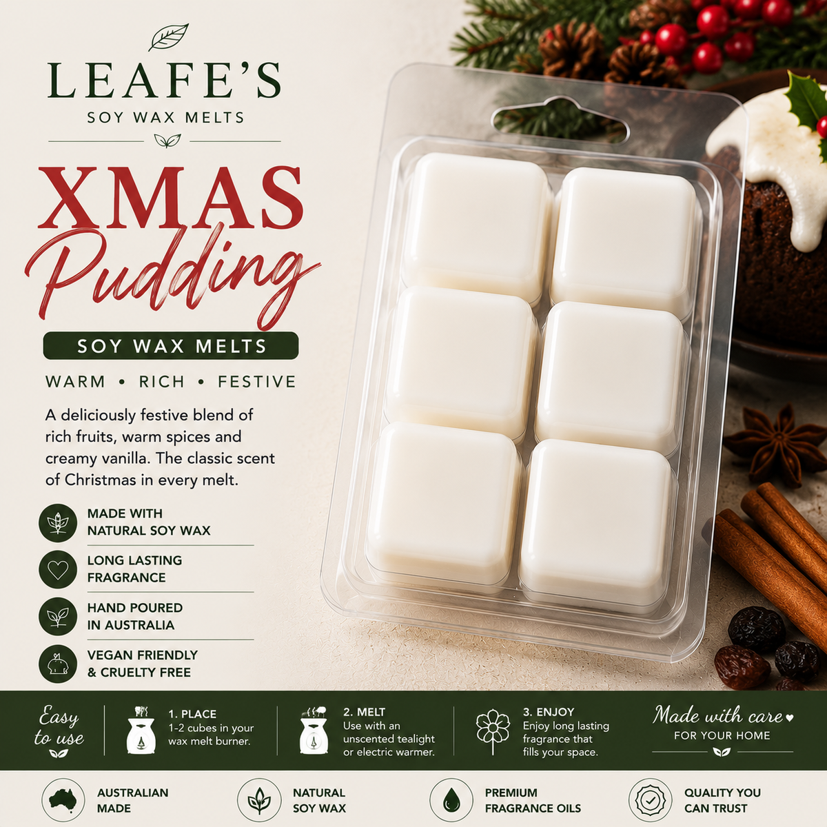 Xmas Pudding - soy wax melts