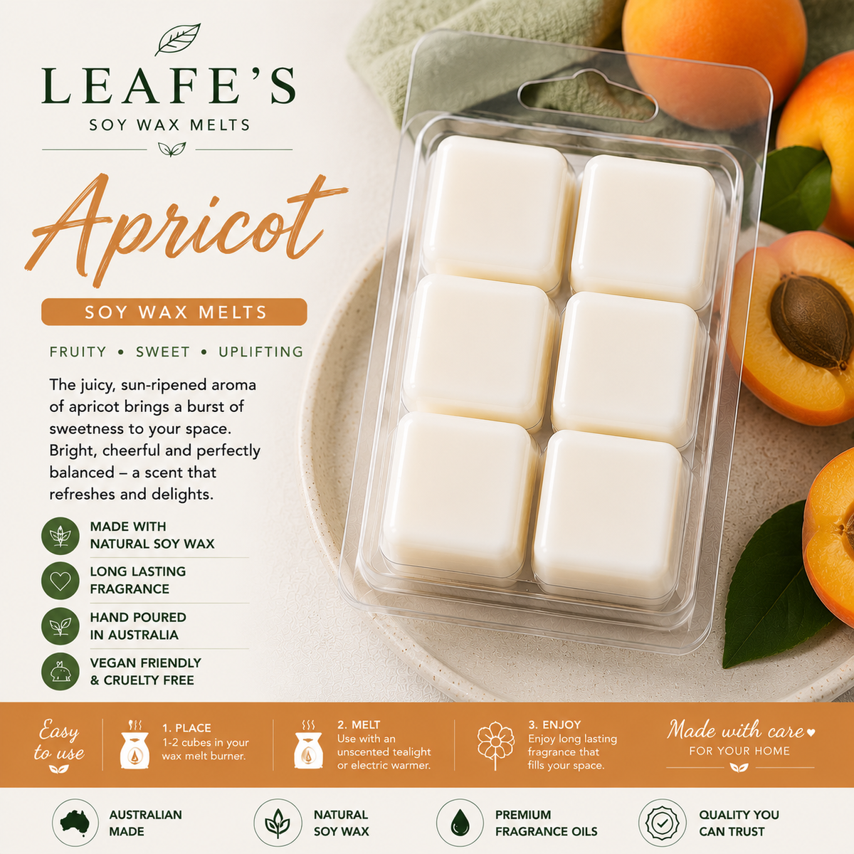 LEAFE'S Apricot -soy wax melts