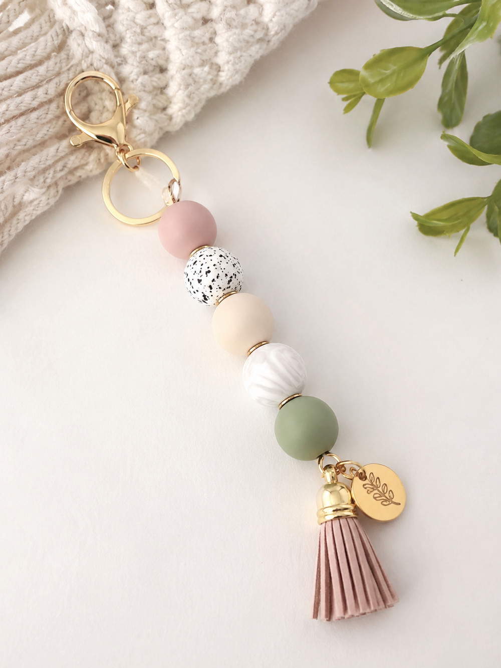 Pastel Beaded Tassel Keychain